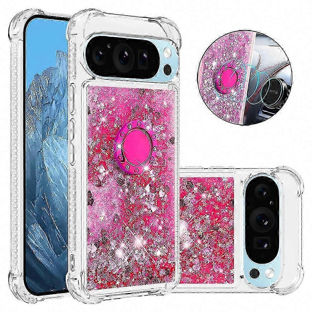 Google Pixel 10 Pro Tpu-hülle Mit Ständer, Stoßfestem Schutz, Sandgestrahltem Grünem Herzmuster, Robuster Und Schlanker Hülle, Floralem Design, Rutschfester Rückseite