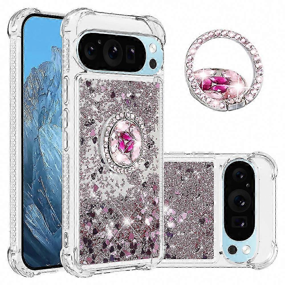 Google Pixel 10 Pro Tpu-hülle Mit Ständer, Stoßfest, Mit Grünem Herzmuster In Quicksand-optik, Verstärkter Schutz