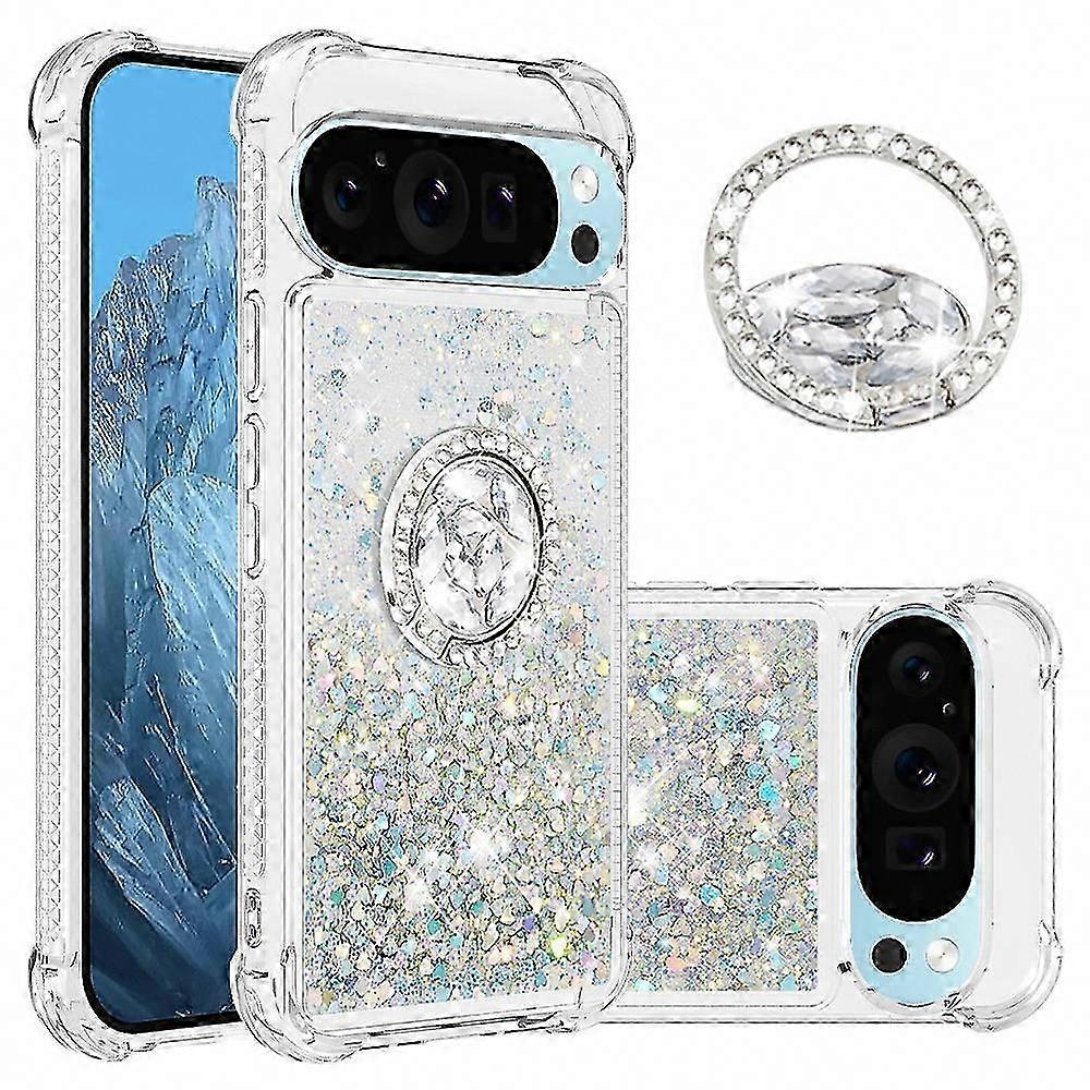 Google Pixel 10 Pro Tpu-hülle Mit Ständer, Stoßfeste Hülle In Quicksand Green Mit Herzmuster, Robuste Schutzhülle Mit Ständer