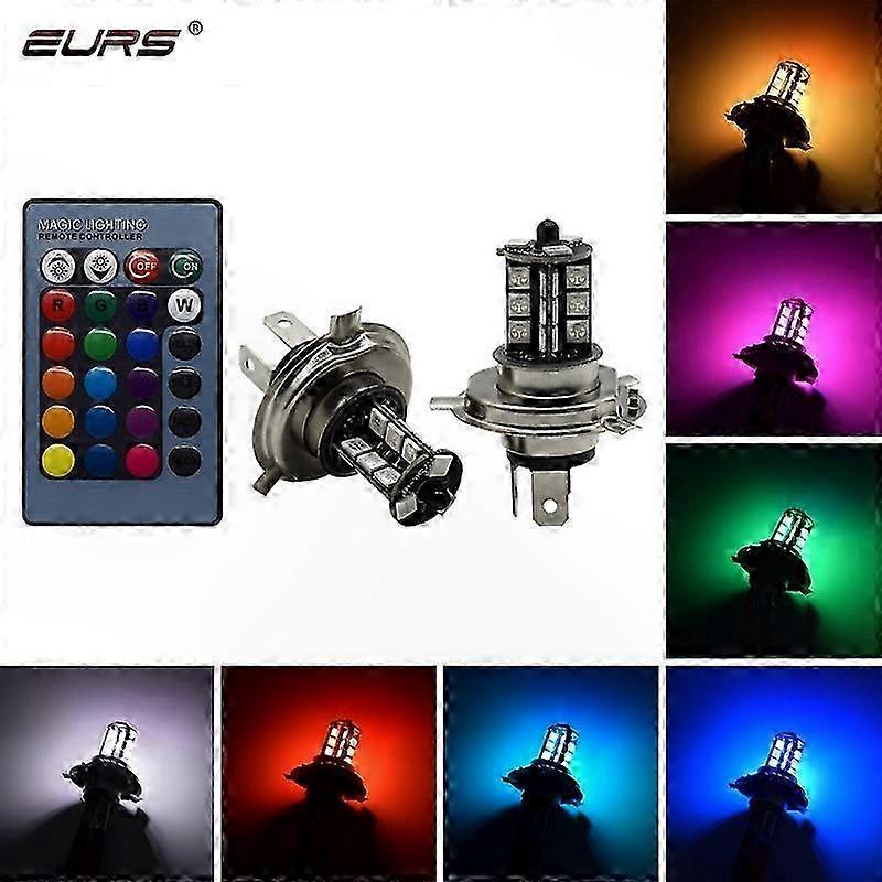 Rgb-led-scheinwerfer H4 H11 H7 5050 Smd Für Autos Und Motorräder, Nebelscheinwerfer-set Mit Fernbedienung, Fahrzeugbeleuchtung