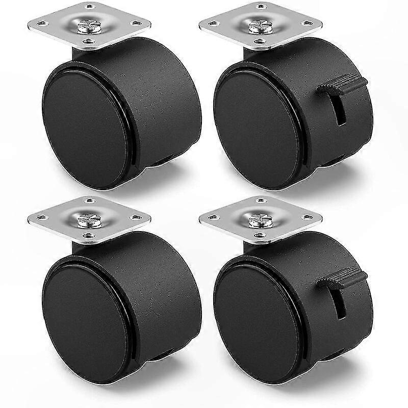 Satz Mit 4 Lenkrollen 40 Mm Mit Bremse Für Innenmöbel, Maximale Traglast 100 Kg, Rollen Mit Geringem Rollwiderstand Für Leichte Beweglichkeit.