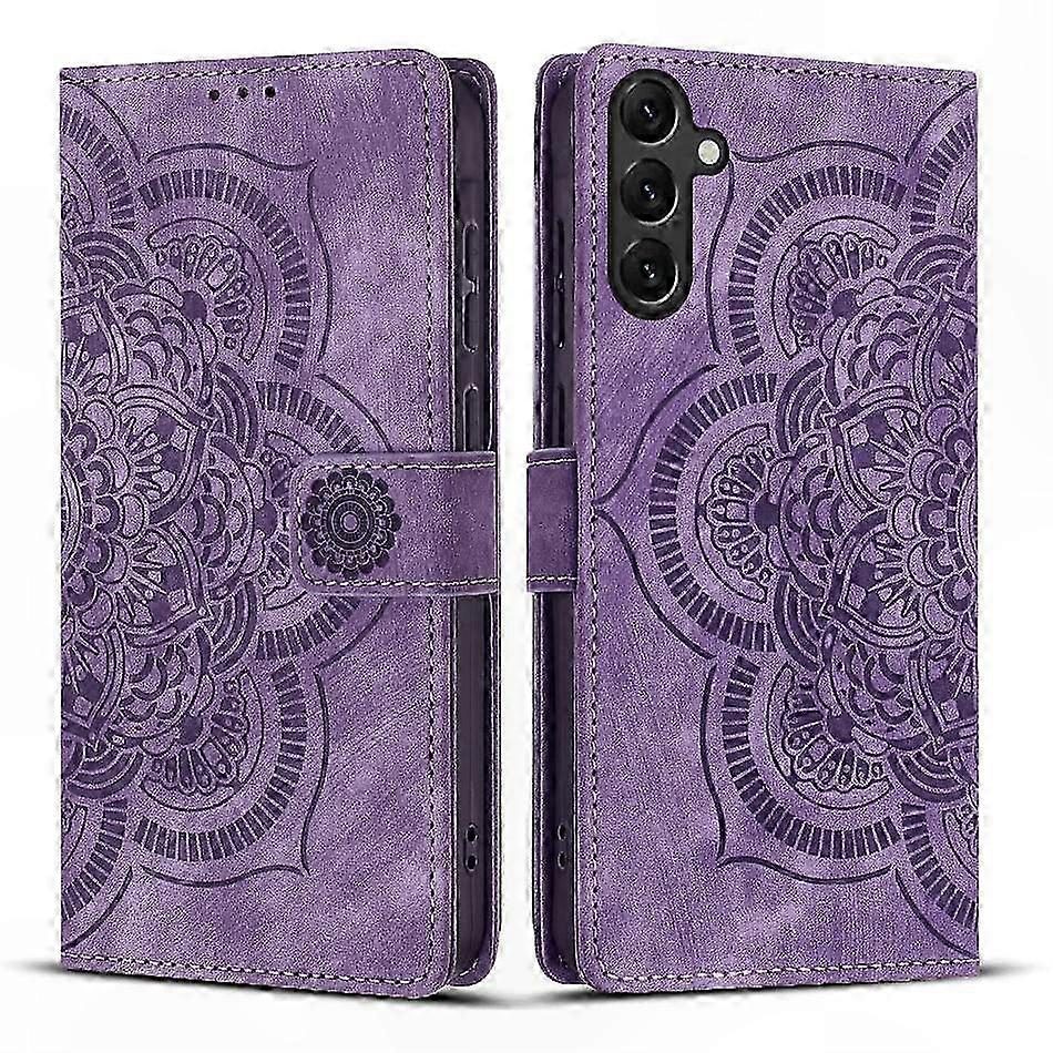 Retro-handyhülle Aus Mattiertem Leder Mit Eingraviertem Mandala-muster, Eleganter Und Langlebiger Schutz, Einzigartige Textur, Edles Vintage-accessoire