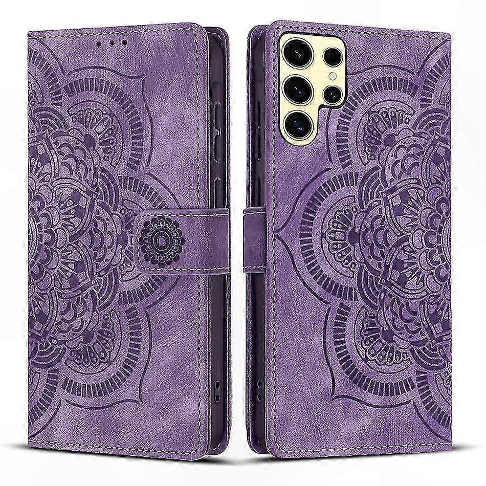 Retro-handyhülle Aus Mattiertem Leder Mit Eingraviertem Mandala-muster, Stilvolle Schutzhülle, Vintage-design, Mattierte Oberfläche, Trendiges Accessoire