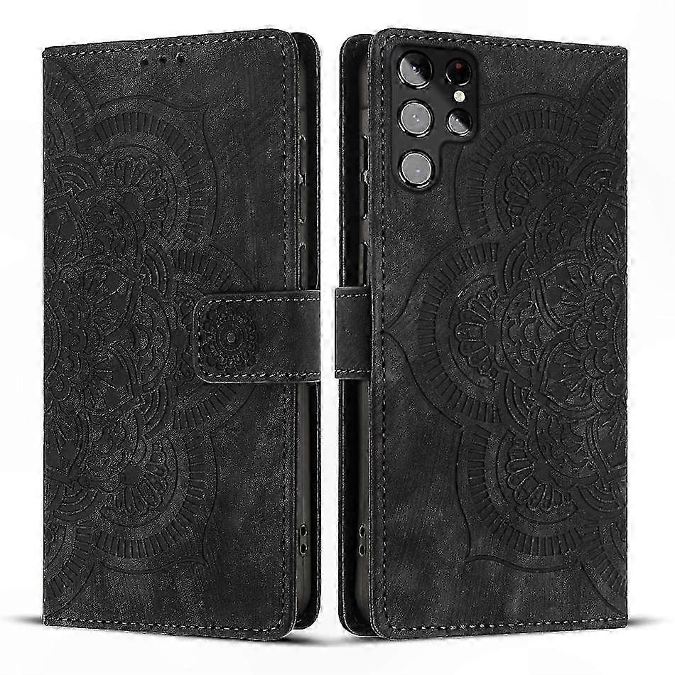 Retro-handyhülle Aus Mattiertem Leder, Eingraviertes Mandala-muster, Elegante Und Langlebige Hülle, Hochwertige Verarbeitung, Bohème-design, Weicher Und Stilvoller Schutz Für Smartphones.