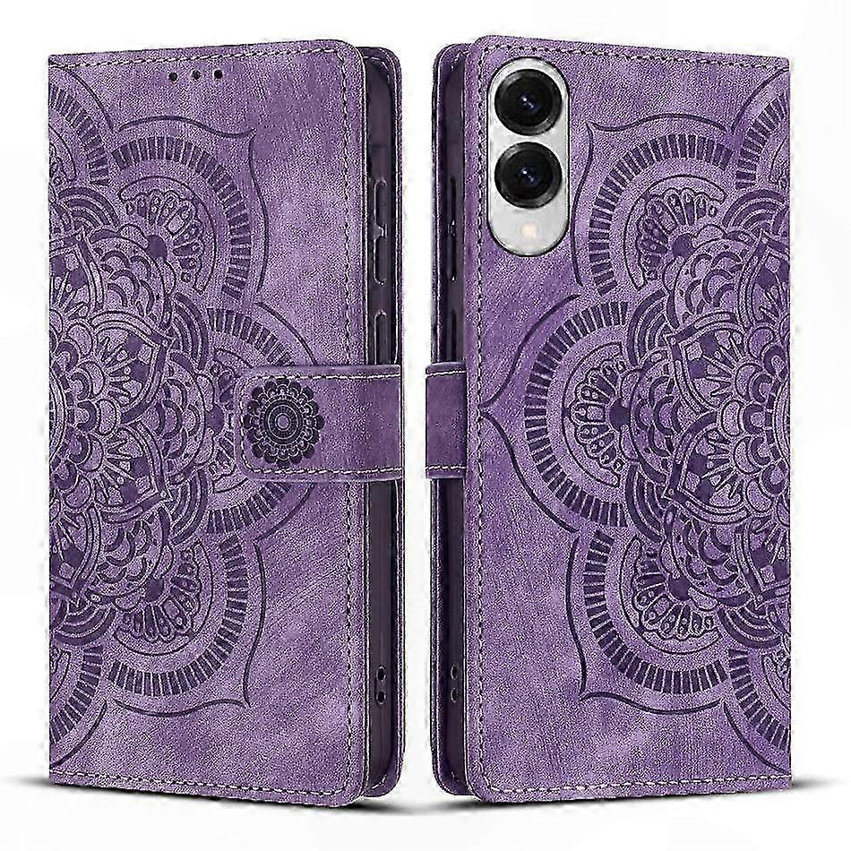 Retro-lederhülle Mit Eingraviertem Mandala-muster Für Mobiltelefone, Elegante Und Schützende Hülle, Vintage-design, Matte Oberfläche, Edles Accessoire Für Smartphones.