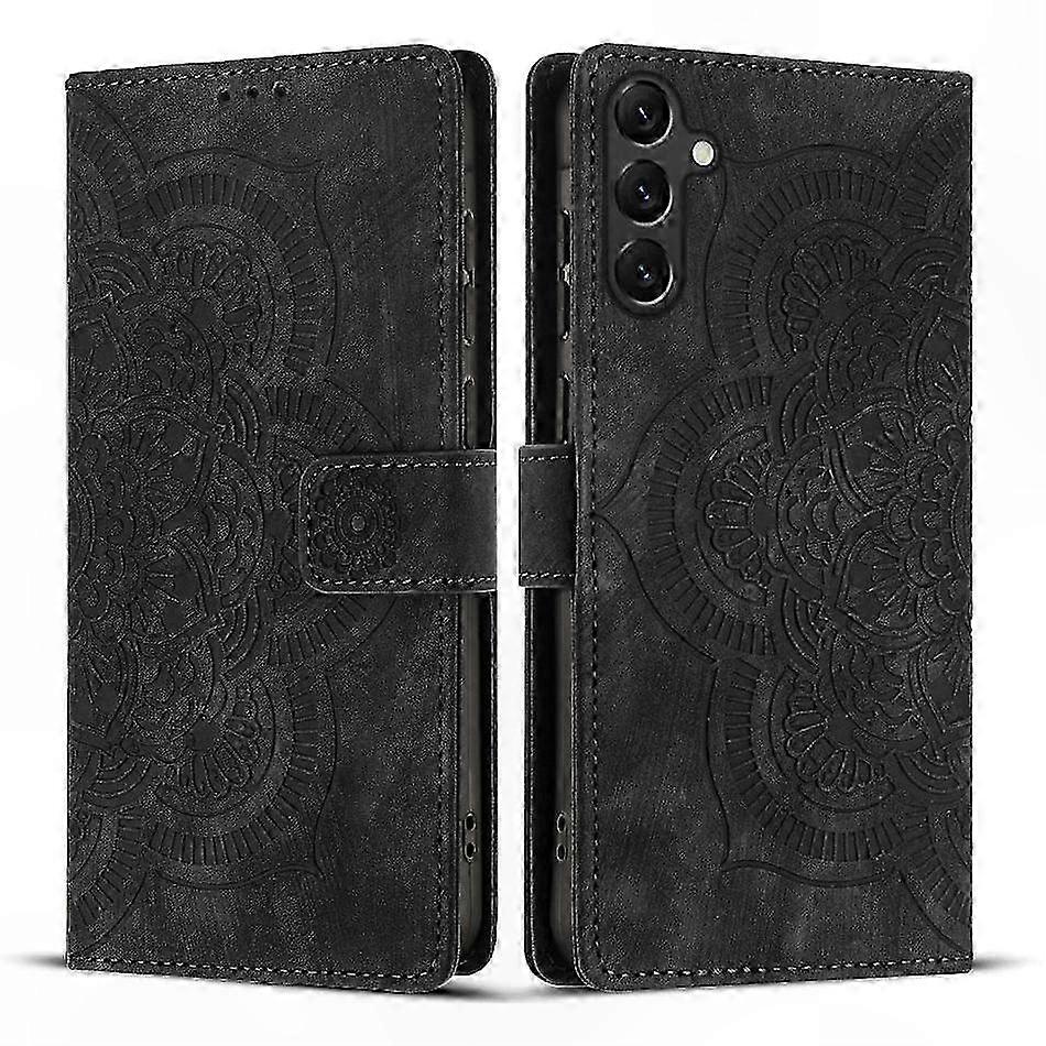Retro-handyhülle Aus Mattiertem Leder, Eingraviertes Mandala-muster, Schützende Handyhülle Im Vintage-design, Matte Oberfläche, Elegantes Und Langlebiges Accessoire.