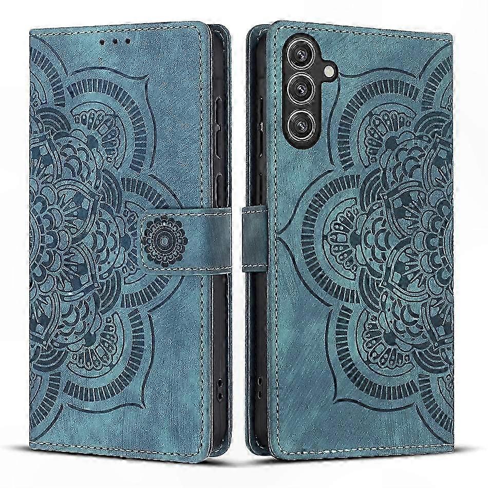 Retro-handyhülle Aus Mattiertem Leder Mit Eingraviertem Mandala-muster – Stilvoll Und Schützend.
