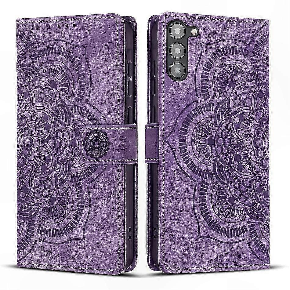 Retro-etui Aus Mattiertem Leder Mit Eingraviertem Mandala-muster Für Mobiltelefone, Schicke Und Schützende Hülle, Einzigartiges Design, Hochwertige Verarbeitung, Elegantes Accessoire Für Smartphones.