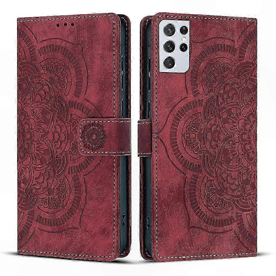 Retro-handyhülle Aus Mattiertem Leder Mit Mandala-gravur, Elegante Und Schützende Hülle, Ziermuster, Hochwertige Verarbeitung, Kompatibel Mit Verschiedenen Modellen.