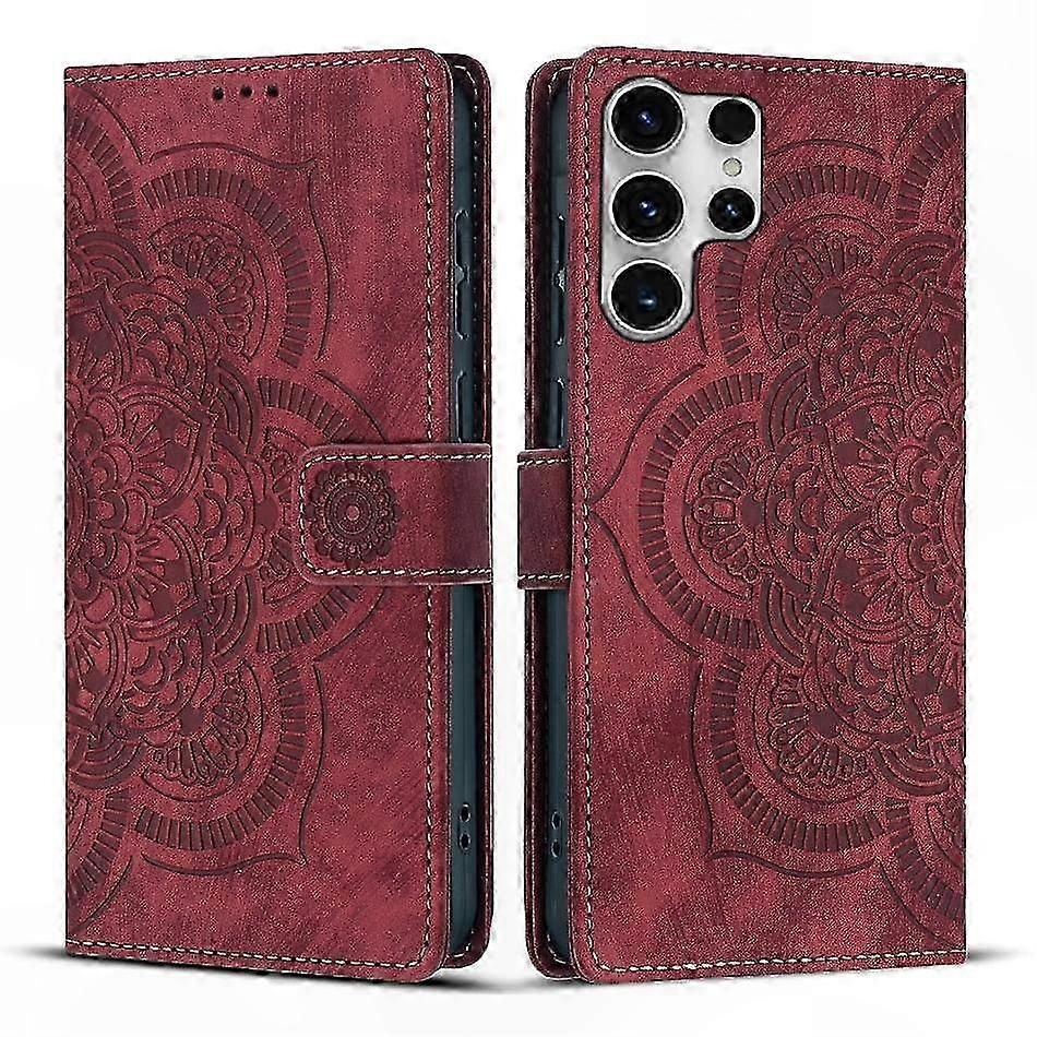 Retro-hülle Aus Mattiertem Leder Mit Mandala-gravur Für Mobiltelefone