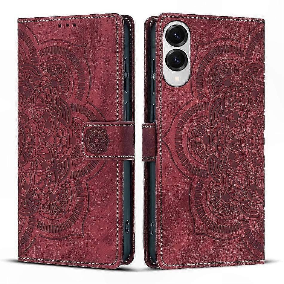 Retro-handyhülle Aus Mattiertem Leder Mit Mandala-muster