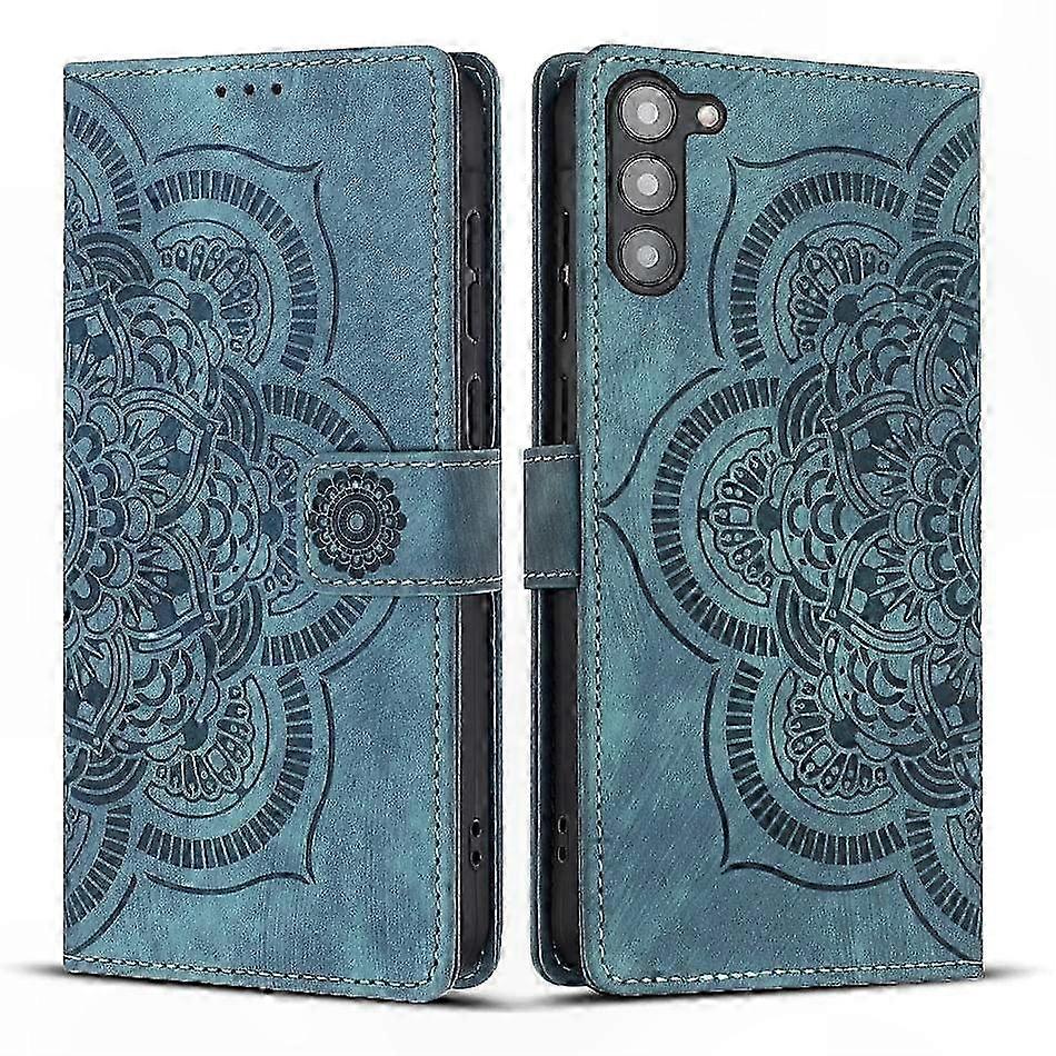 Retro-handyhülle Aus Mattiertem Leder, Eingraviertes Mandala-muster, Robuste Schutzhülle, Elegantes Vintage-design, Matte Oberfläche, Trendiges Handy-accessoire.
