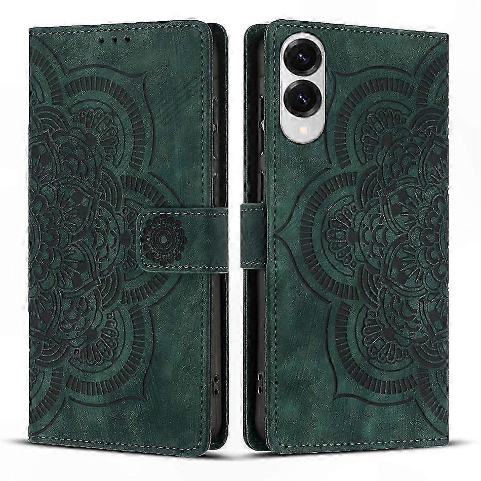 Retro-handyhülle Aus Mattiertem Leder Mit Eingraviertem Mandala-muster, Elegante Handyhülle, Antikes Design, Robuster Schutz, Vintage-etui, Edles Handy-accessoire.