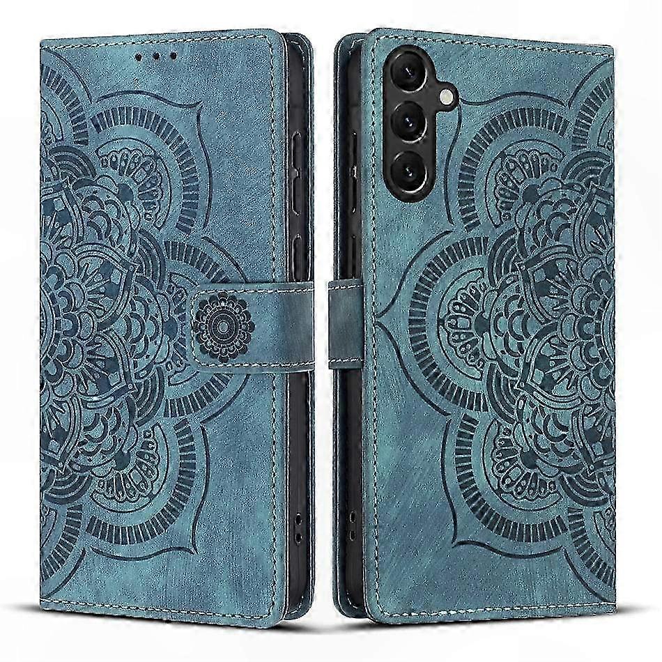 Retro-handyhülle Aus Mattiertem Leder Mit Eingraviertem Mandala-muster, Vintage-design Und Schutz