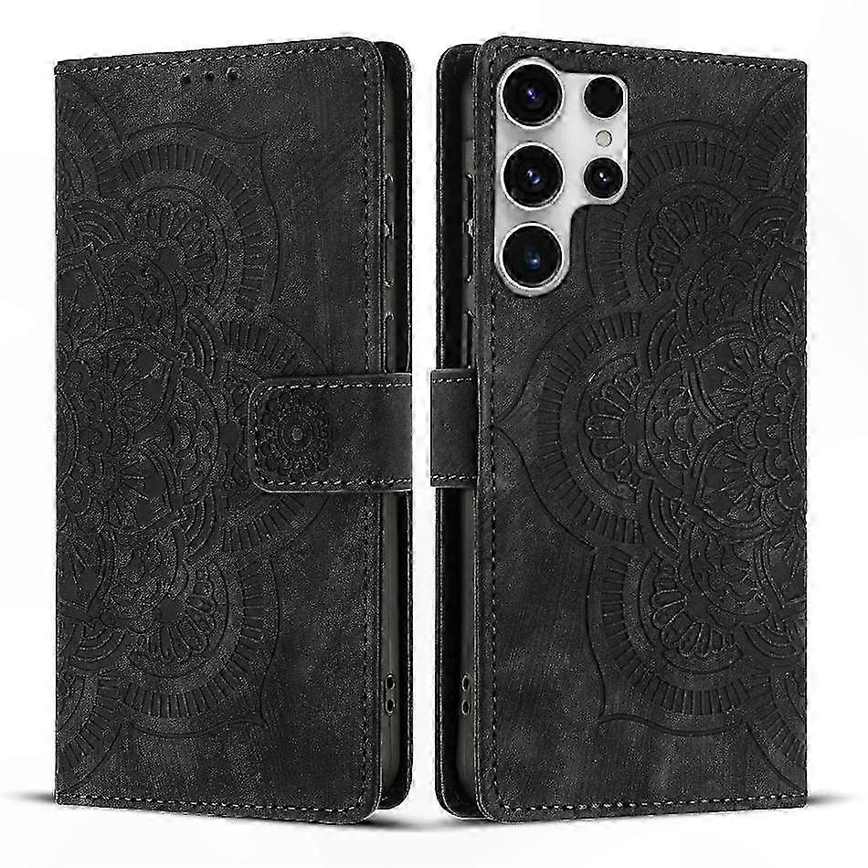 Retro-handyhülle Aus Mattiertem Leder Mit Eingelegtem Mandala-muster, Vintage-design, Eleganter Schutz, Robuste Handytasche, Bohème-stil, Mattierte Oberfläche, Personalisierte Handyhülle.