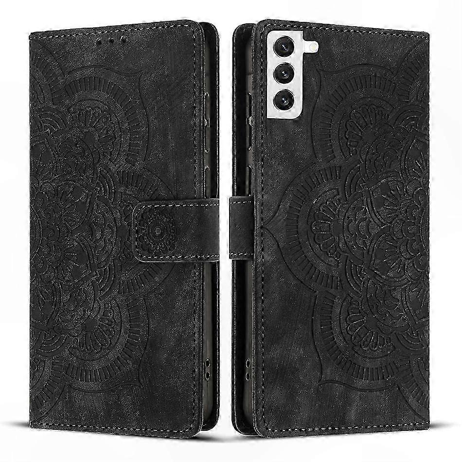 Retro-handyhülle Aus Mattiertem Leder Mit Eingraviertem Mandala-muster, Vintage-design, Matte Oberfläche, Eleganter Schutz, Handy-accessoire