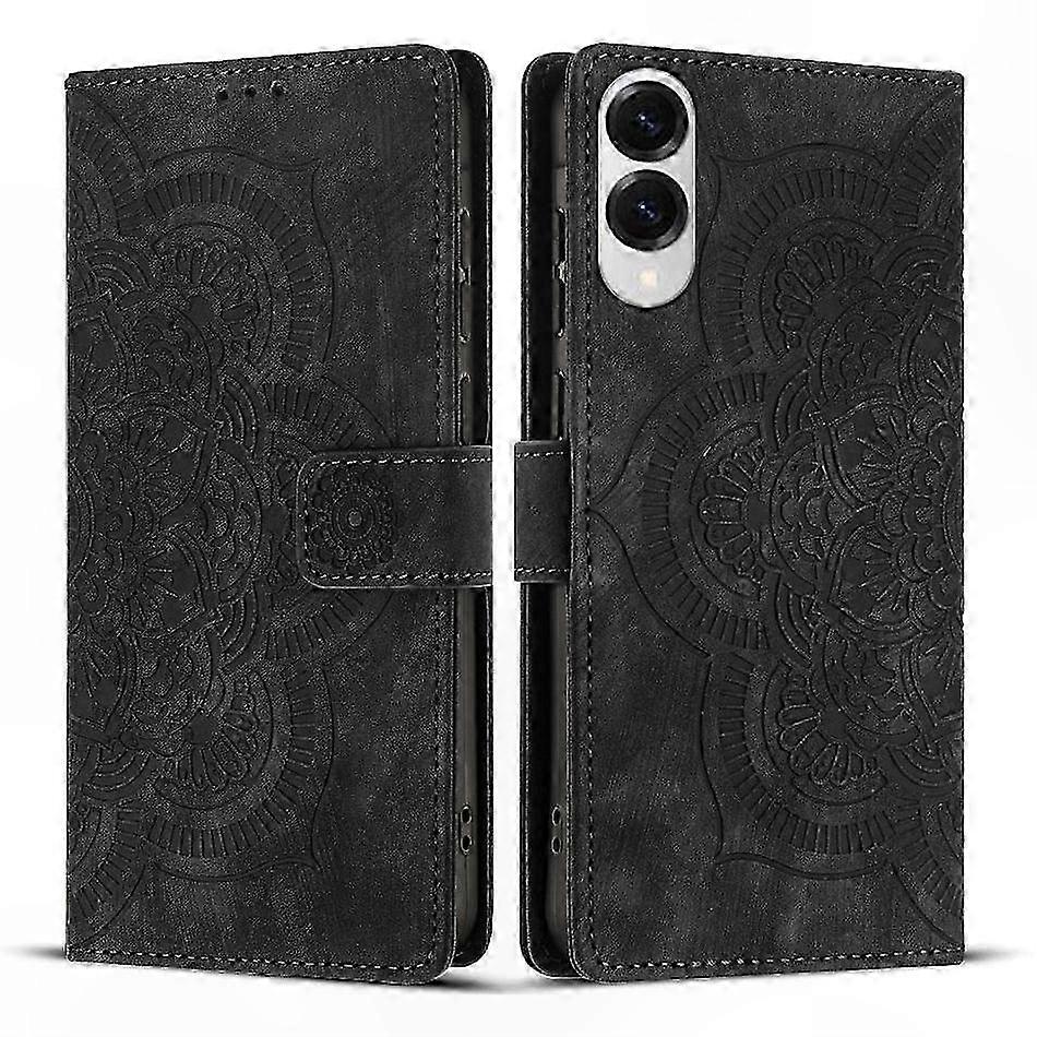 Retro-handyhülle Aus Mattiertem Leder Mit Eingraviertem Mandala-muster, Stilvolle Hülle, Robuster Schutz, Vintage-design, Mattierte Oberfläche, Trendiges Handy-accessoire