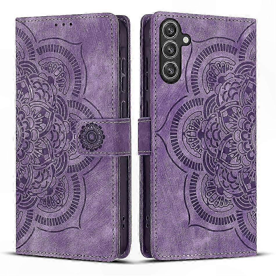 Retro-handyhülle Aus Mattiertem Leder, Eingraviertes Mandala-muster, Schlanke Smartphone-hülle, Vintage-design, Eleganter Schutz, Gesäßtasche, Universelles Modell, Premium-qualität.