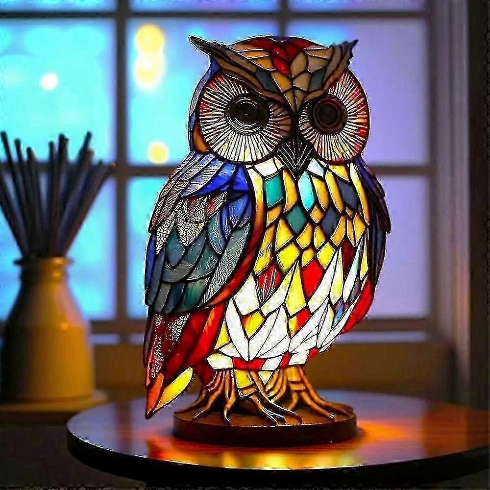 Vintage-tischlampe Aus Getöntem Glas Mit Tiermuster, Elegante Inneneinrichtung, Künstlerischer Lampenschirm Im Retro-stil, Einzigartiges Stück Für Wohn- Oder Schlafzimmer.