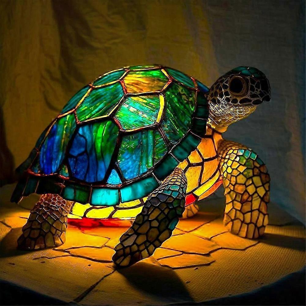 Elegante Tischleuchte Mit Tiermotiv, Nachtlicht Aus Kunstharz Mit Farbenfrohem Buntglaseffekt Für Büro Oder Schlafzimmer