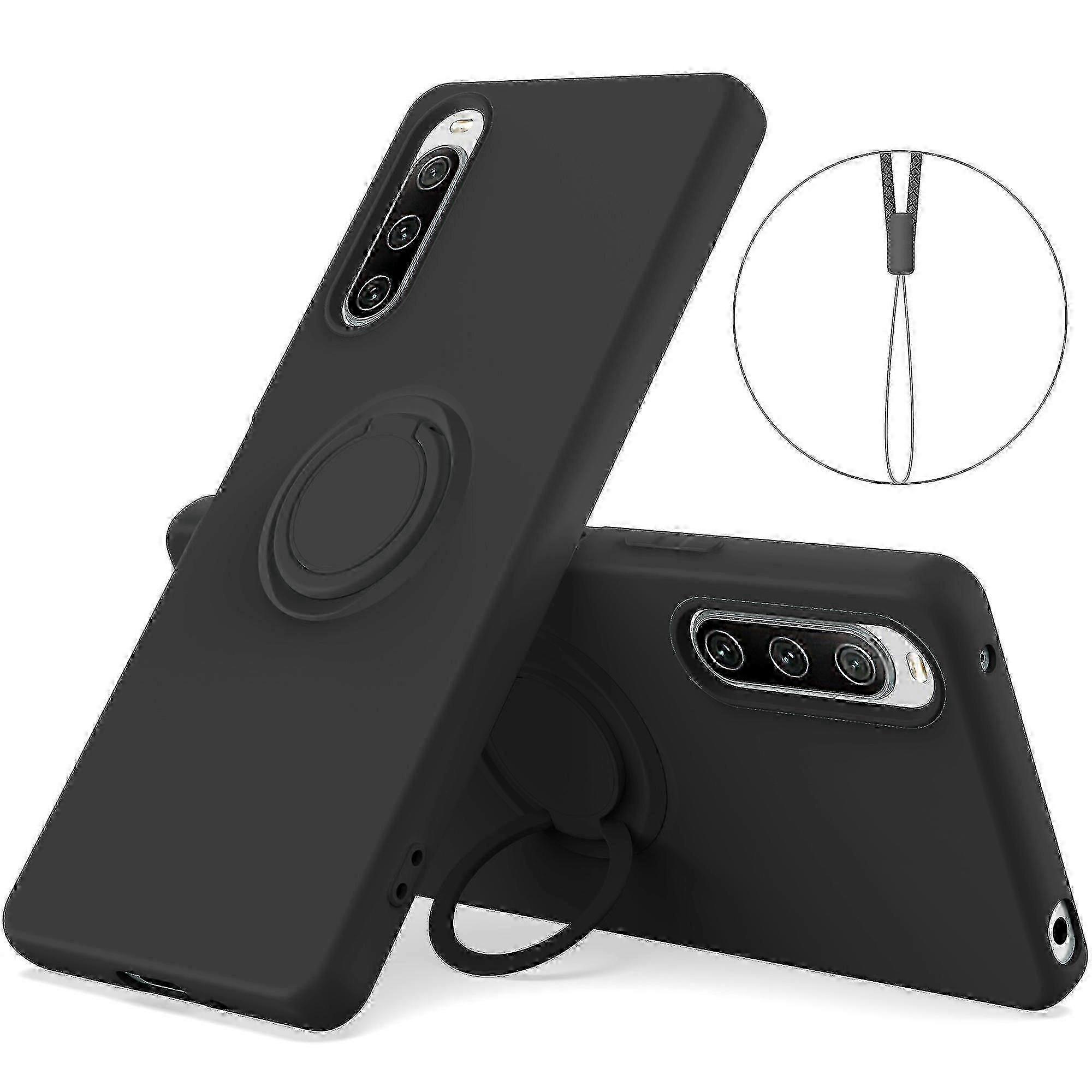 Xperia 10 V Hülle Mit Drehbarem Ring Und Handschlaufe – Stoßfeste Schutzhülle Aus Flüssigsilikon