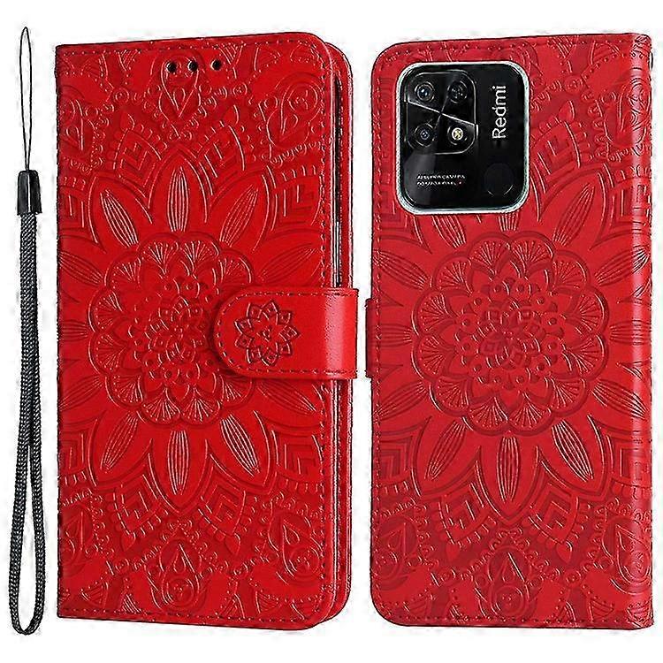 Sonnenblumen-hülle, Magnetische, Stoßfeste Pu-folio-hülle Für Redmi 10c Und Redmi 10 (indien), Desktop-ständer Mit Magnetklappe
