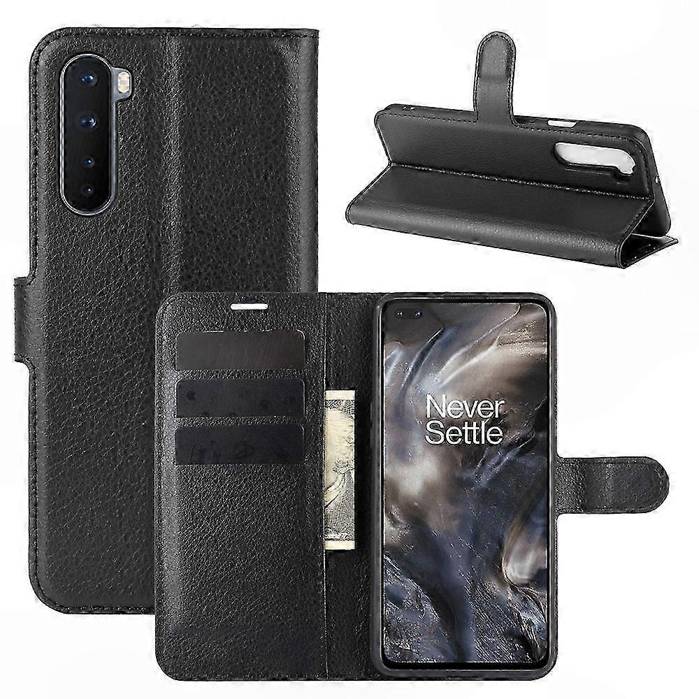 Horizontale Klapphülle Für Oneplus Nord, Litschi-textur, Mit Kartenfächern, Brieftaschenfunktion Und Integriertem Ständer