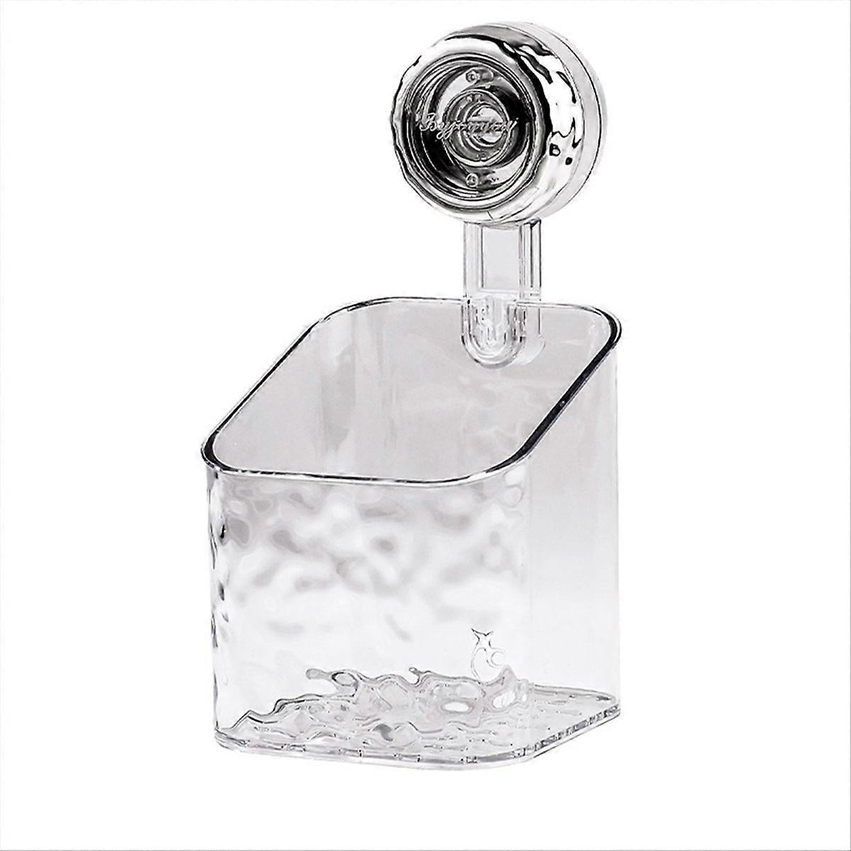 Drehbarer, Wandmontierter Saugnapfhalter, Graue, Transparente Aufbewahrungsbox, Badezimmer-organizer, 1 Stück