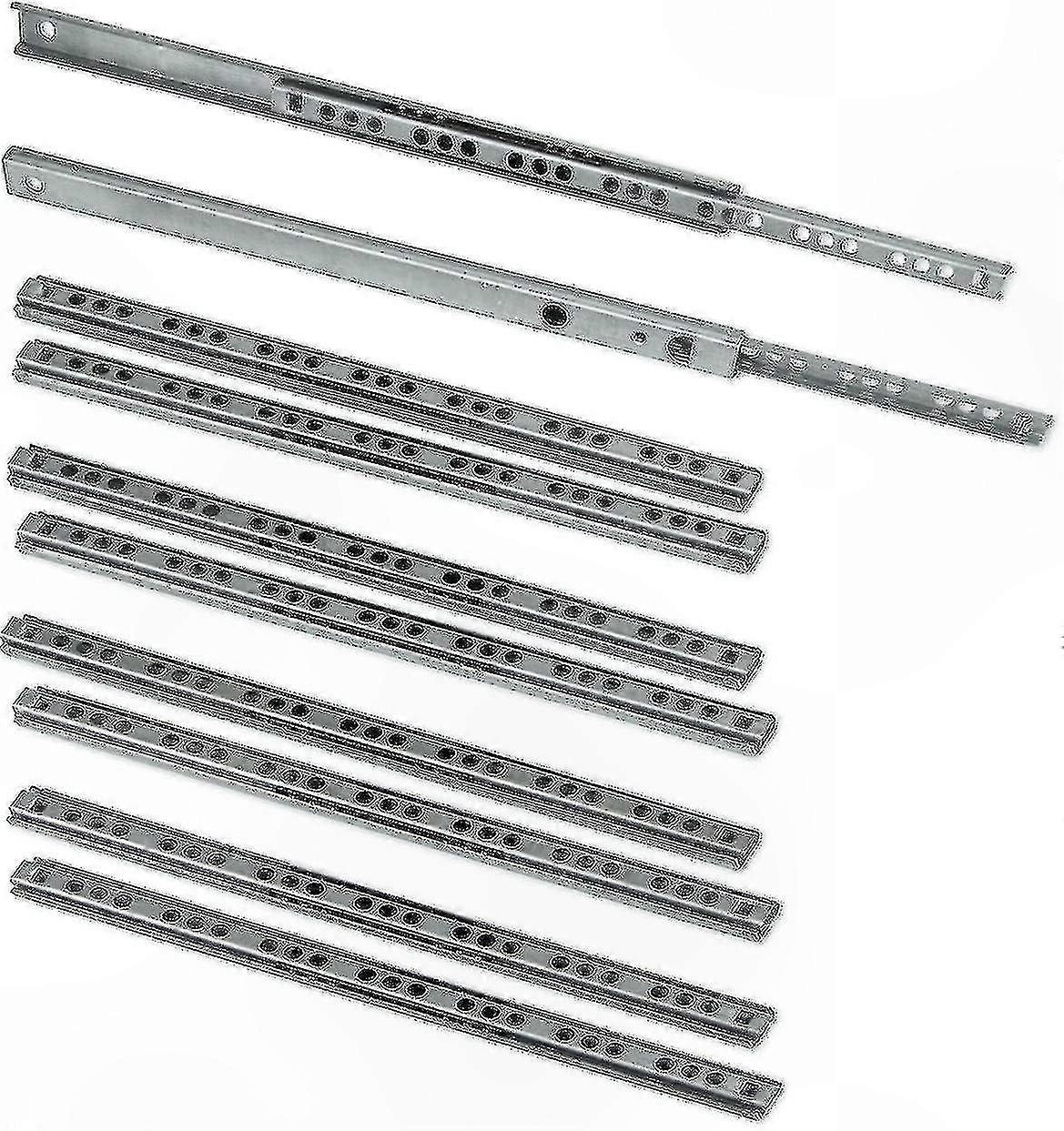Schubladenschienen Aus Verzinktem Stahl, 10er-pack, 17 X 278 Mm, Kugelgelagerte Schienen Für Möbel Und Schränke