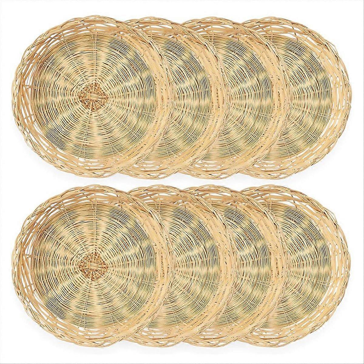 Set Mit 8 Wiederverwendbaren Tellerhaltern Aus Bambus, 25 Cm (10 Zoll), Umweltfreundliche Geschirrständer, Langlebiges Zubehör Für Den Innen- Und Außenbereich