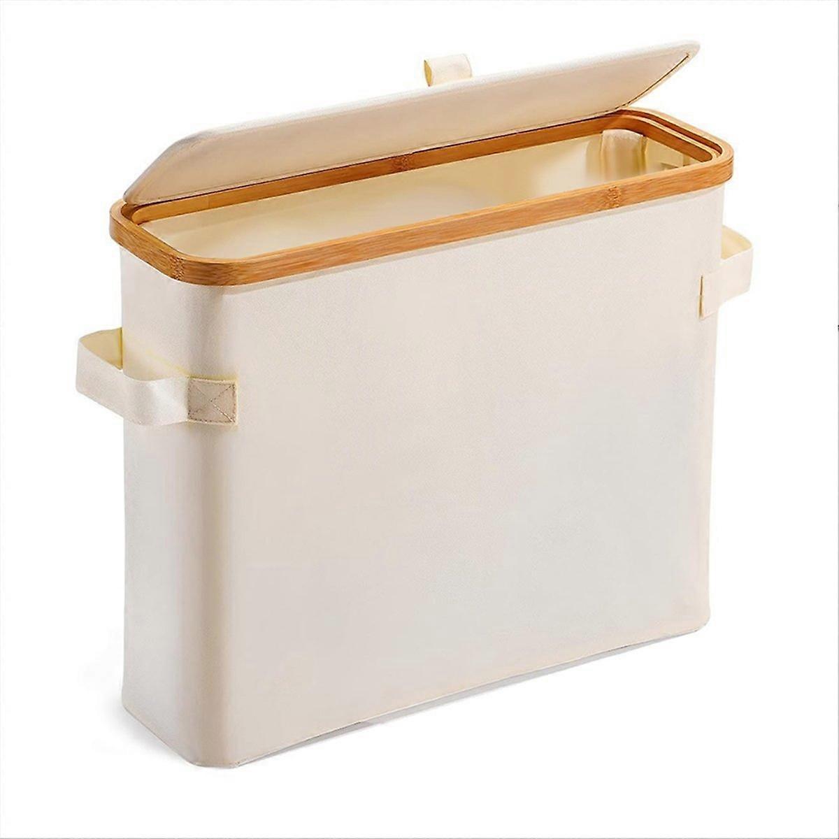 Wandmontierter Toilettenpapierrollenhalter Aus Bambus, Spender Mit Cremefarbenem Deckel, Feuchtigkeitsbeständiger Badorganizer, Rollenablage, Stilvolles Wc-accessoire, 1 Stück