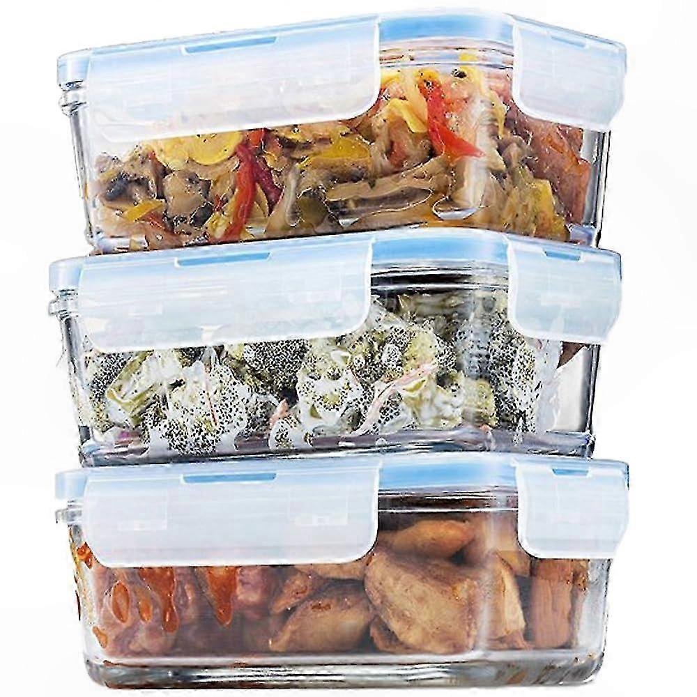 Set Mit 3 Glasbehältern Zur Aufbewahrung Von Vorspeisen Und Saucen, Runde Schüsseln (828 Ml) Mit Deckel Für Die Essensvorbereitung