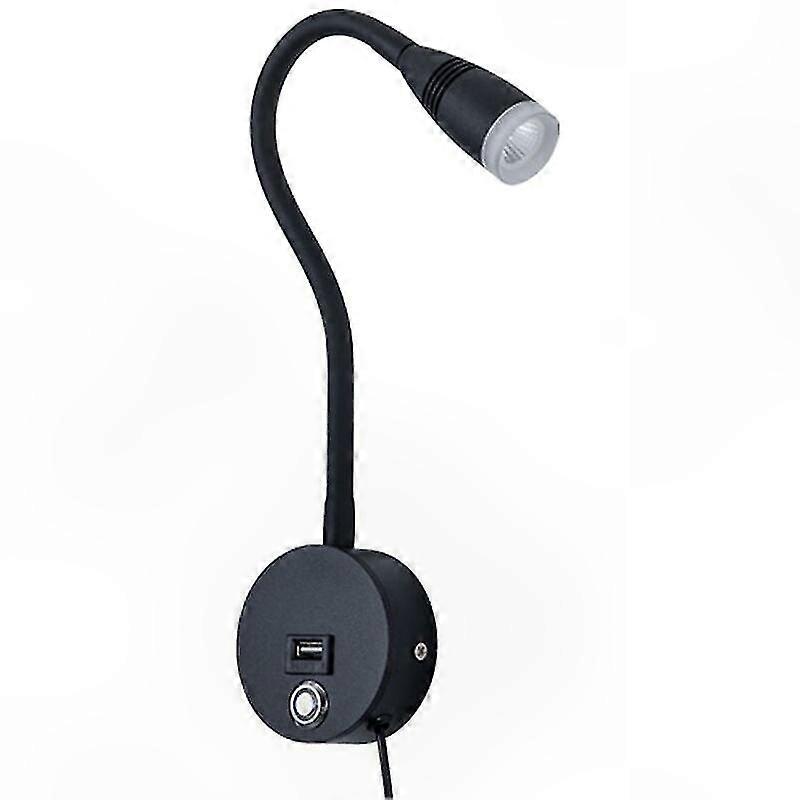 Led-wand-stehlampe Mit Usb-ladeanschluss, Warmweißem Licht, Touch-dimmer Zum Lesen, Verstellbare Nachttischlampe