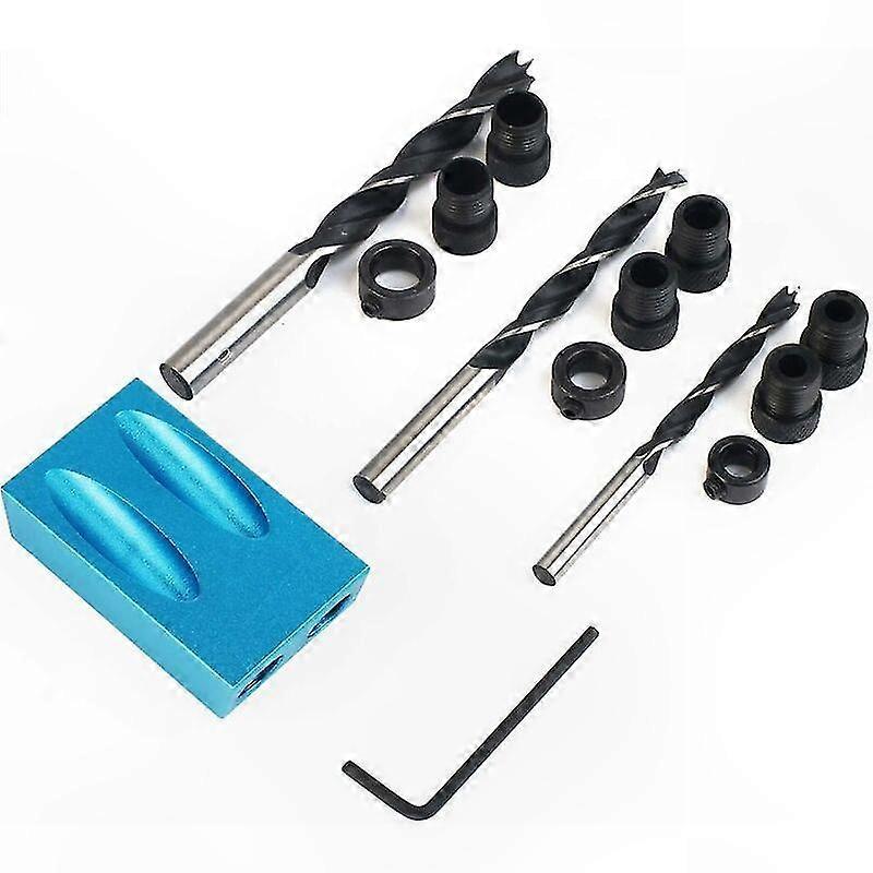 15°-taschenlochset, 14-teilig Mit 6/8/10-mm-bohrern, Holzverbindungsschablone, Adapter Und Zubehör Für Holzbearbeitungsprojekte