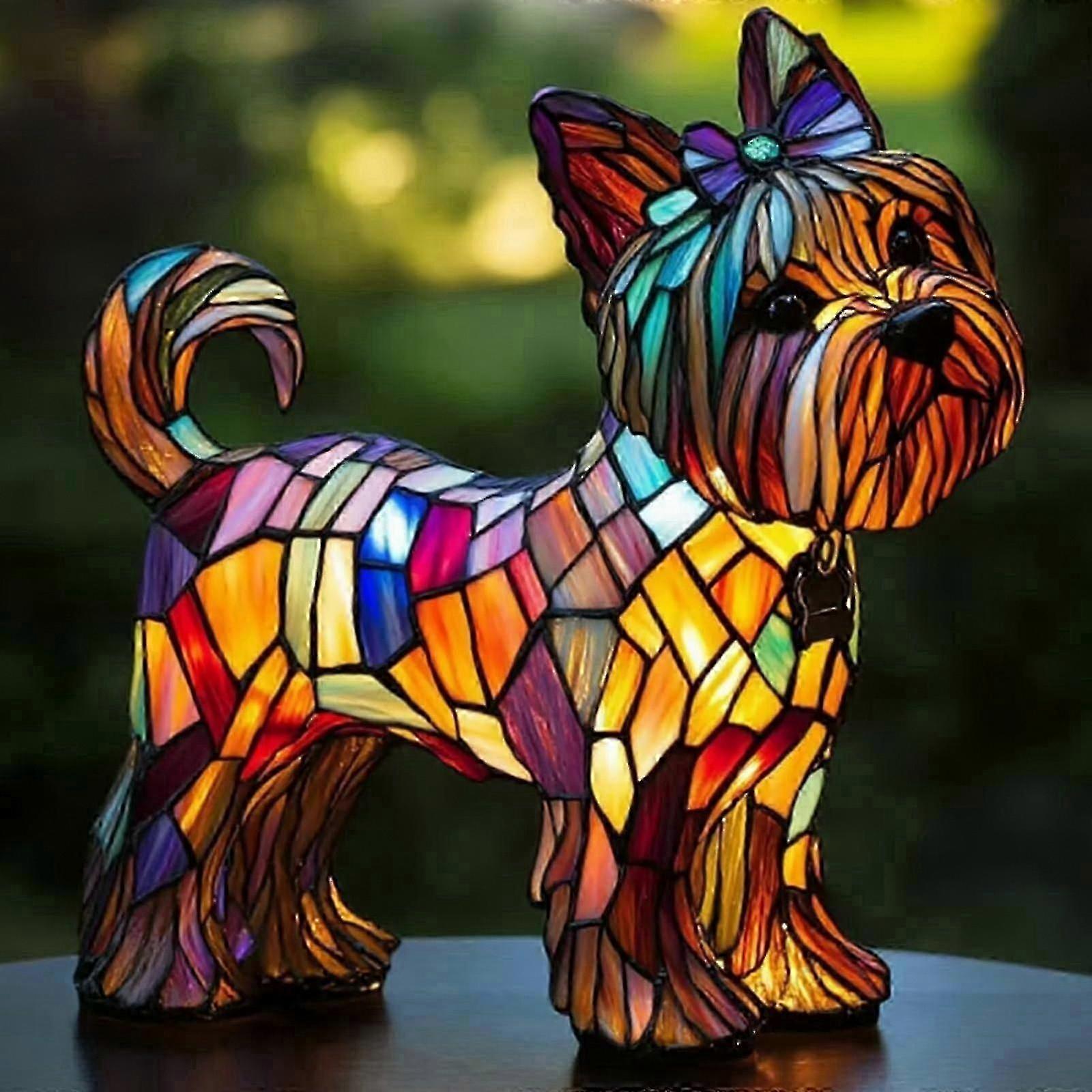Led-stehlampe Mit Yorkshire Terrier, Dekorative Boxer-nachtlampe, Kunstvolle Tier-tischlampe, Hunde-serie Fürs Schlafzimmer