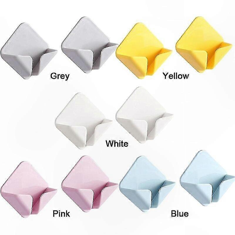 Set Mit 10 Selbstklebenden Wandhaken Für Küche, Bad, Büro Und Kleiderschrank, Verschiedene Farben, 4,6 X 4,6 Cm, Kunststoffhalterungen Für Bohrfreie Montage
