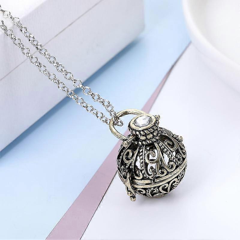 Duftdiffusor-halskette Aus Vulkangestein, Antiker Bronze-blumenanhänger, Aromatherapie-schmuck Zur Duftverbreitung Und Als Accessoire Für Pullover