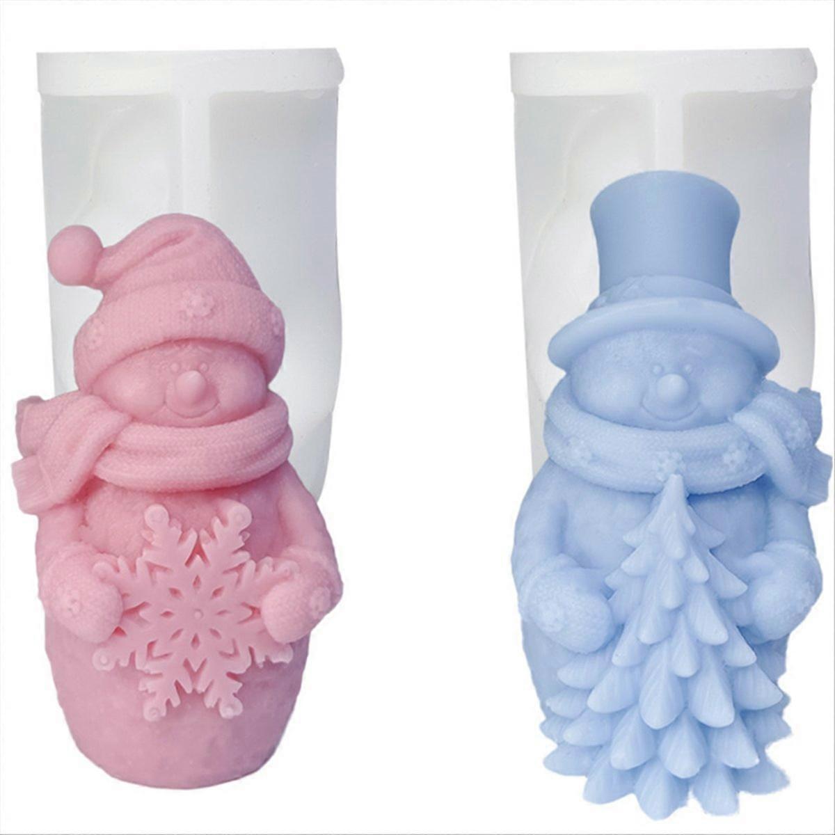 Set Mit 2 Silikon-schneeflockenformen Mit Einem Umarmenden Weihnachtsmann, Für Schokolade, Zuckerguss Und Kunstharz, Weihnachtsdekorationen, Flexibel Und Antihaftbeschichtet