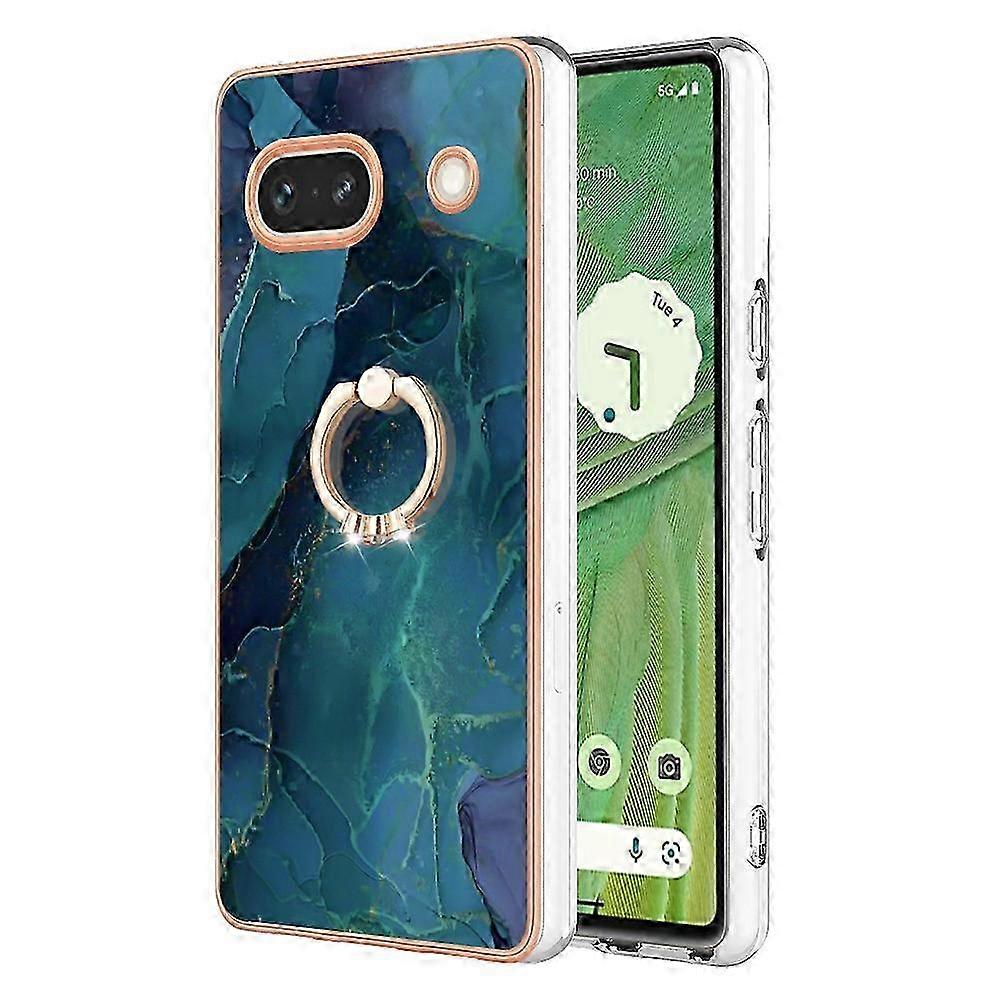 Doppelseitige, Galvanisierte Marmor-handyhülle Mit Ringhalter, Verstärktem Griff Und Elegantem Design Für Smartphones
