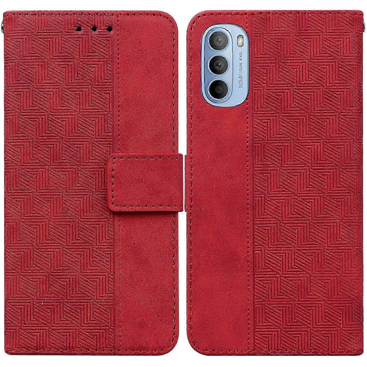 Lederhülle Für Moto G31/g41, Geprägtes Geometrisches Muster, Hartschale Mit Verstärktem Schutz, Elegante Verarbeitung, Langlebiges Smartphone-zubehör, Praktische Tasche Mit Strukturierter Oberfläche