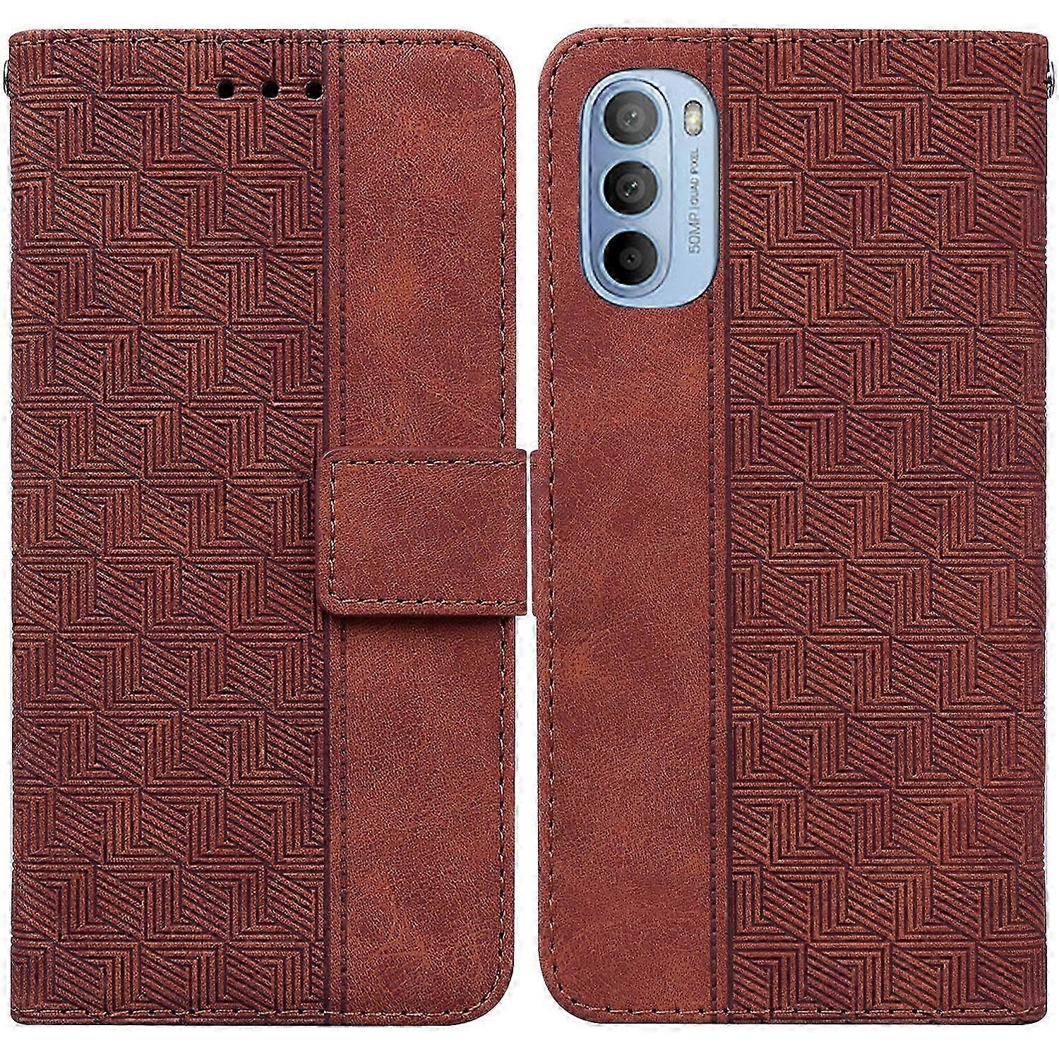 Lederhülle Für Moto G31/g41, Geprägtes Geometrisches Muster, Schützende Hartschale, Stilvolles Und Langlebiges Design, Klappdeckel Mit Magnetverschluss, Kompatibel Mit Kabellosem Laden
