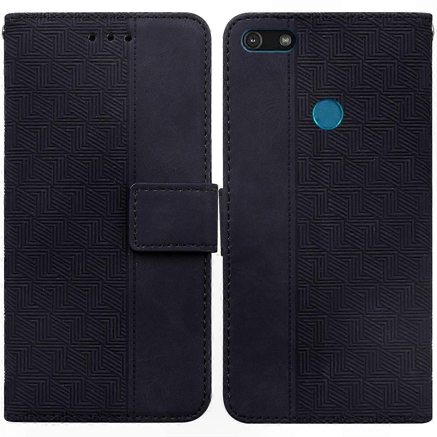 Geometrisch Geprägte Lederhülle Für Motorola E6 Play, Schützende Smartphone-hülle Mit Strukturiertem Muster, Elegante Hartschale, Langlebiges Accessoire Und Hochwertige Verarbeitung.