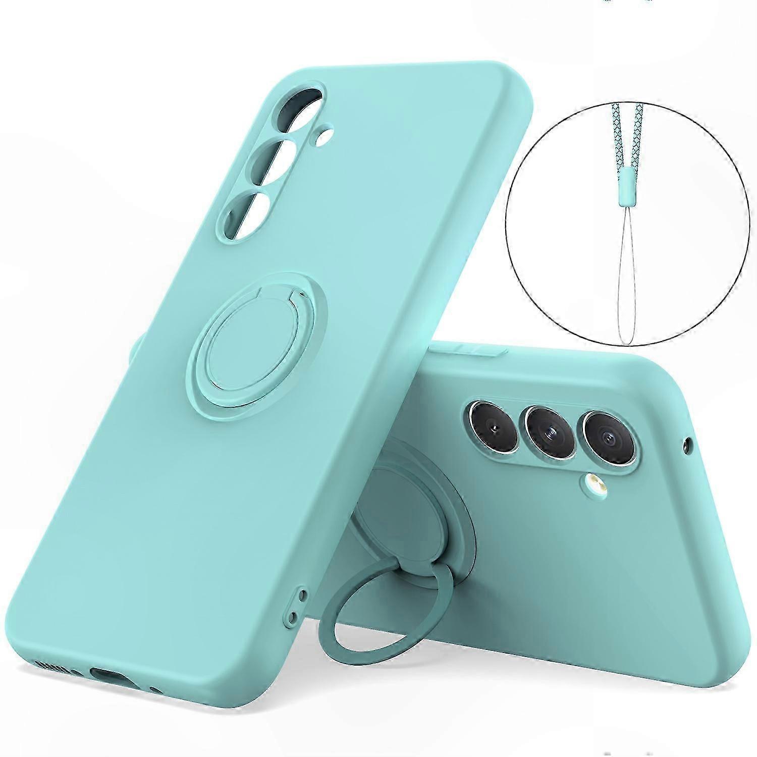 Flüssigsilikon-handyhülle Mit Handschlaufe Und Integriertem Ständer Für Samsung Galaxy S24, Rutschfester Schutz, Soft-touch-oberfläche, Schlanke Hülle Mit Ständer Und Trageband, Praktisches Accessoire