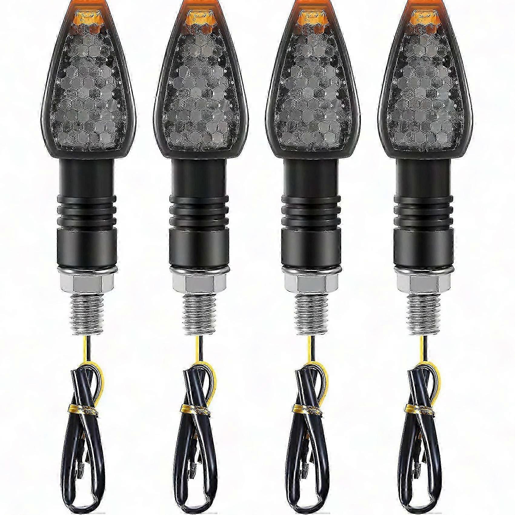 12v Led-motorradblinker X4 – Dynamische Blinker Mit 14 Leds, Universelle Motorradblinker, Hellsilber, Für Vorne Und Hinten