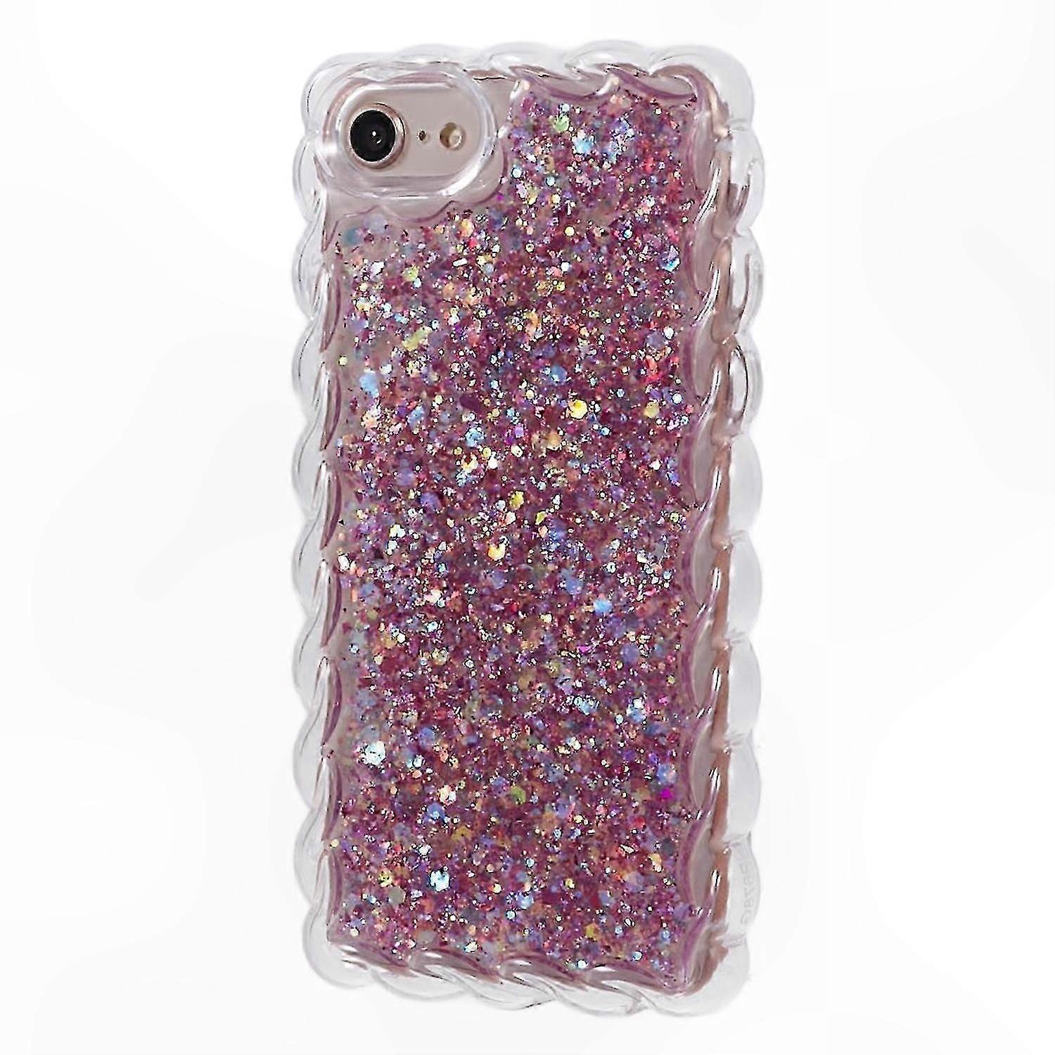 Glitzernde Handyhülle Aus Epoxidharz Für Iphone 7/8/se 2020/se 2022, Glänzende Schutzhülle, Goldfinish, Stoßfest, 3d-modell, Modisches Accessoire.