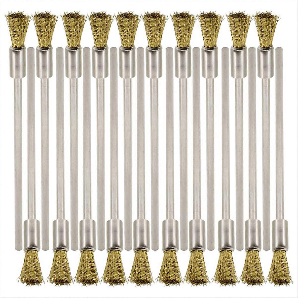 20-teiliges Set Ergonomischer Drahtbürsten Mit Langem Griff Aus Messing Zum Entlacken, Polieren Und Für Die Pflege