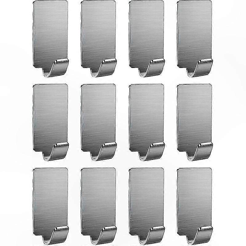 Set Mit 12 Selbstklebenden Edelstahlhaken, Wasserfest, Für Badezimmer, Schlafzimmer Und Zuhause, Wandmontage Ohne Bohren, Für Handtücher, Hüte Und Andere Accessoires.