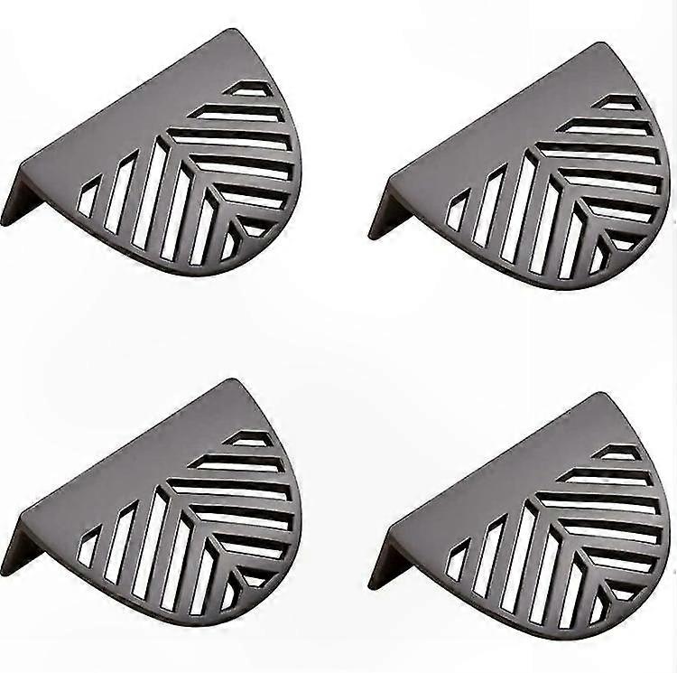 Set Aus 4 Möbelgriffen Aus Goldfarbenem Messing, Blattmuster, Schwarze Küchenschubladen, Kupferfinish, Maße 6x2,4x3,2 Cm, Gewicht Je 41 G.