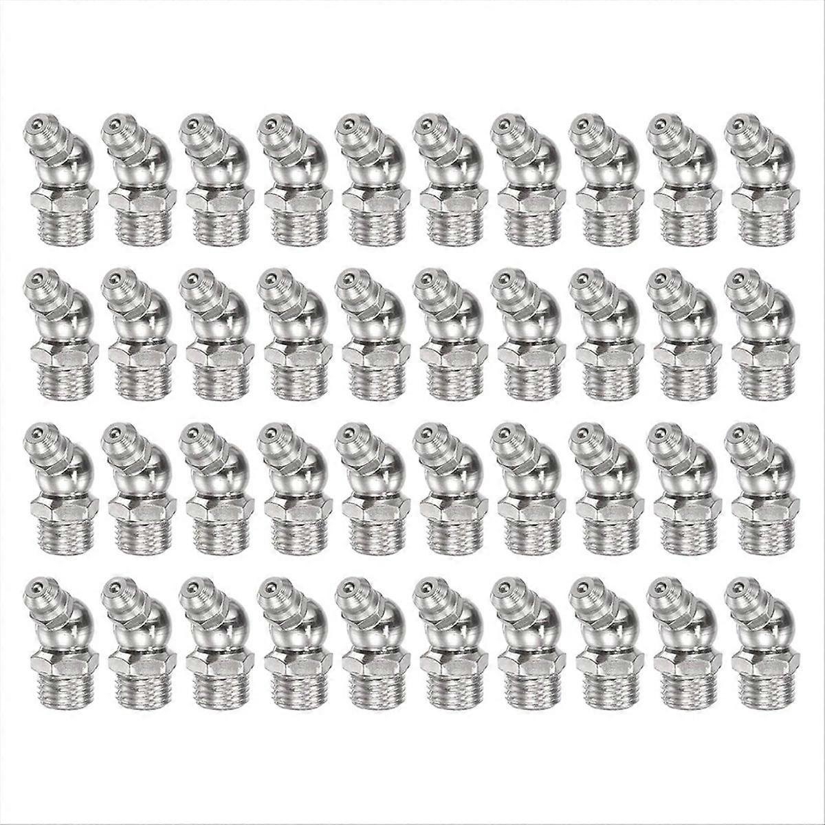 Vernickelter Eisen-schmiernippel, 45°-winkel, M10 X 1 Mm Gewinde, Robuster Abgewinkelter Schmiernippel, Langlebige Metallspitze, Präzise Schmierung Für Maschinen Und Fahrzeuge, Zuverlässiges Ersatztei