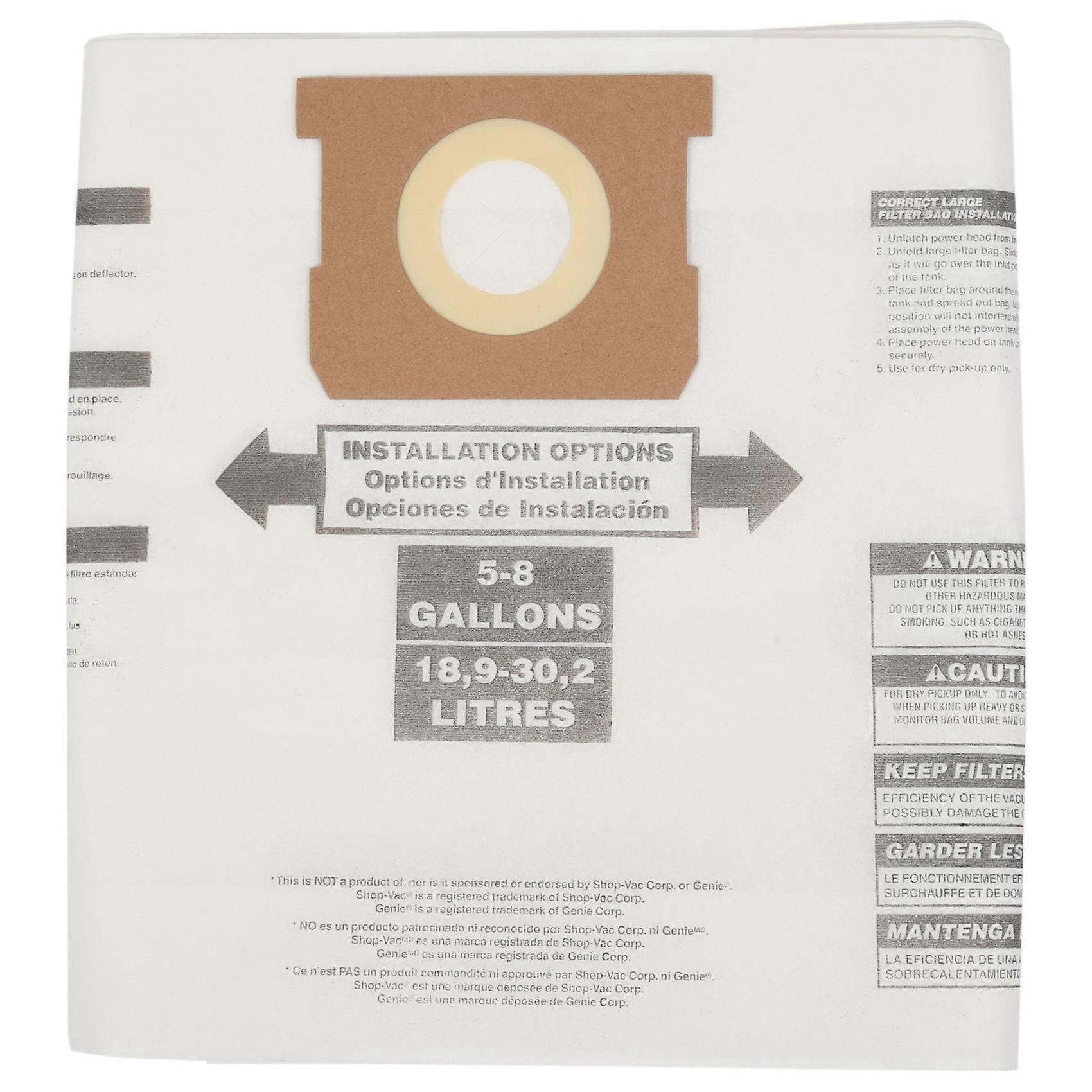 Trockenstaubbeutel Für Staubsauger, Kompatibel Mit Staubsaugern Mit 5-8 Gallonen Fassungsvermögen, Einwegfilter